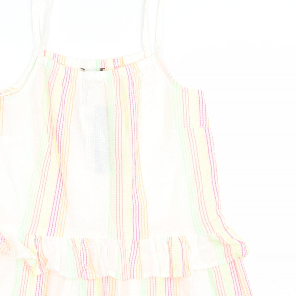 George Girls Multicoloured Striped Coir A-Line  Size 12-13 Years  Square Neck Pullover