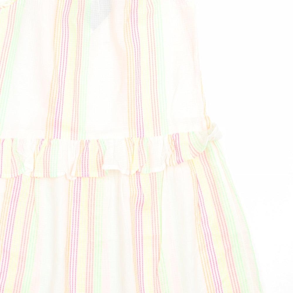 George Girls Multicoloured Striped Coir A-Line  Size 12-13 Years  Square Neck Pullover