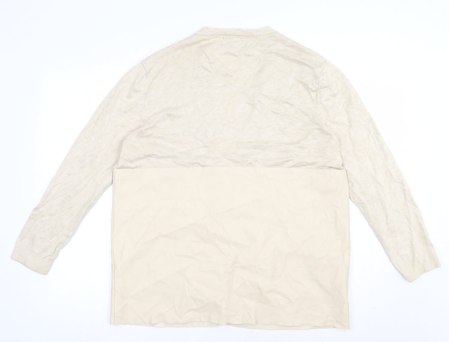 Zara Womens Beige V-Neck  Polyester Cardigan Jumper Size S