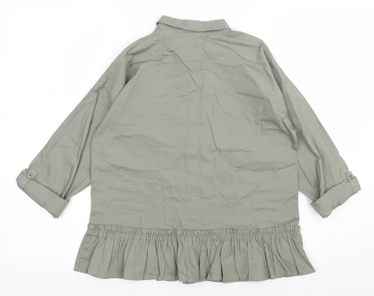 George Girls Green  Cotton Basic Button-Up Size 11-12 Years Collared Button