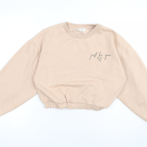 Matalan Girls Beige  Polyester Pullover Sweatshirt Size 13 Years  Pullover - Just be you, cropped