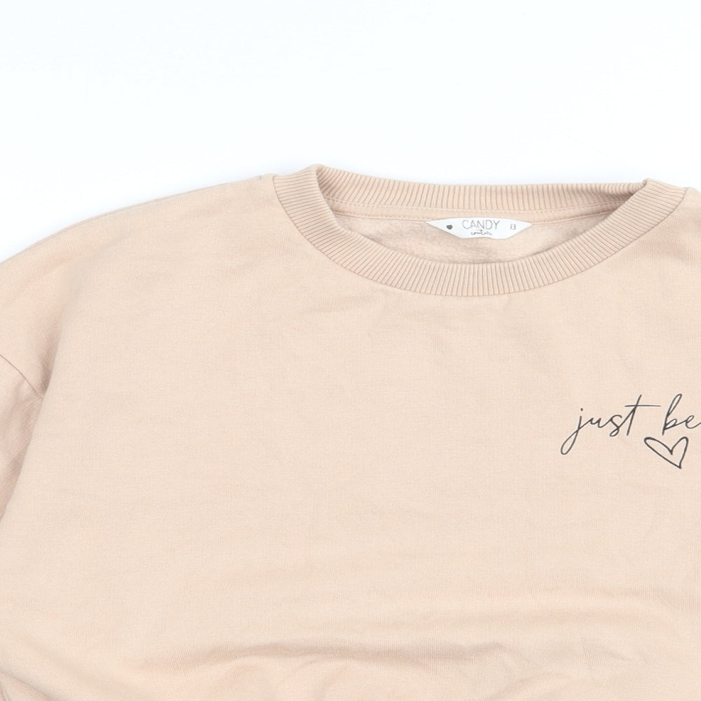 Matalan Girls Beige  Polyester Pullover Sweatshirt Size 13 Years  Pullover - Just be you, cropped