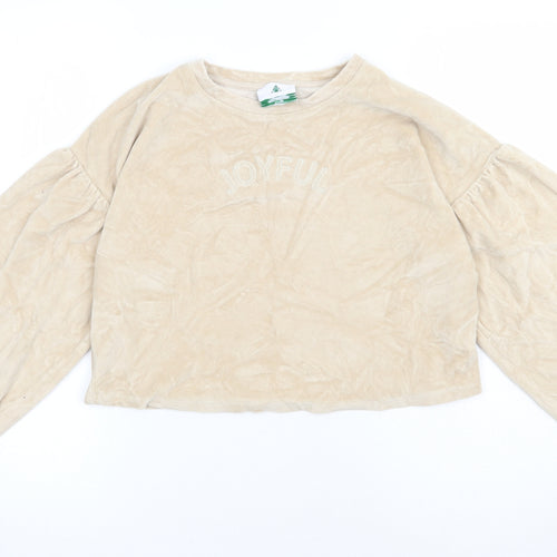 George Girls Beige  Cotton Pullover Sweatshirt Size 12-13 Years  Pullover - joyful