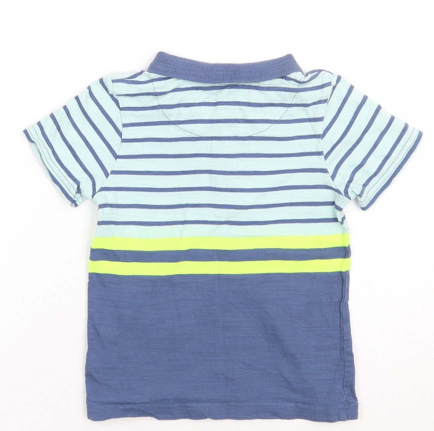 Nutmeg Boys Blue Striped Cotton Basic Polo Size 3-4 Years Collared Button