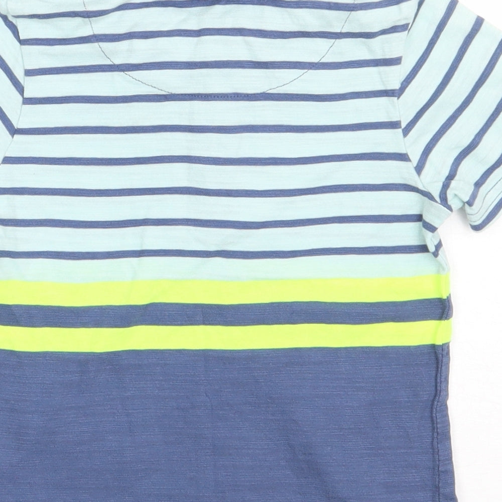 Nutmeg Boys Blue Striped Cotton Basic Polo Size 3-4 Years Collared Button