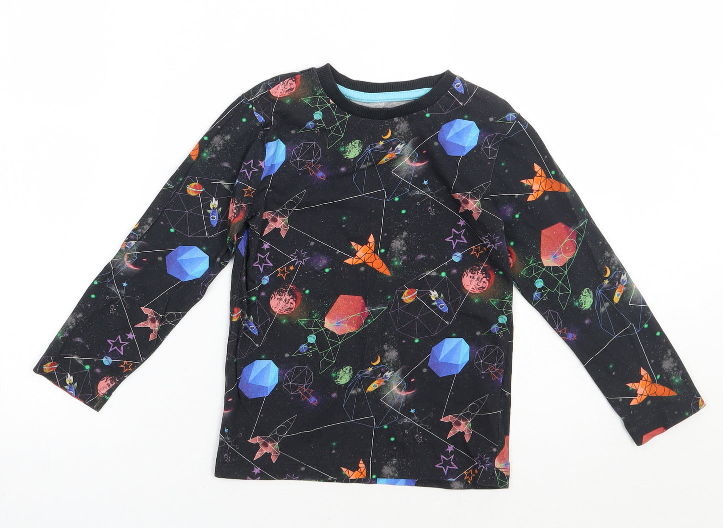 NEXT Boys Multicoloured Geometric Cotton Basic Casual Size 3-4 Years Crew Neck Pullover - space