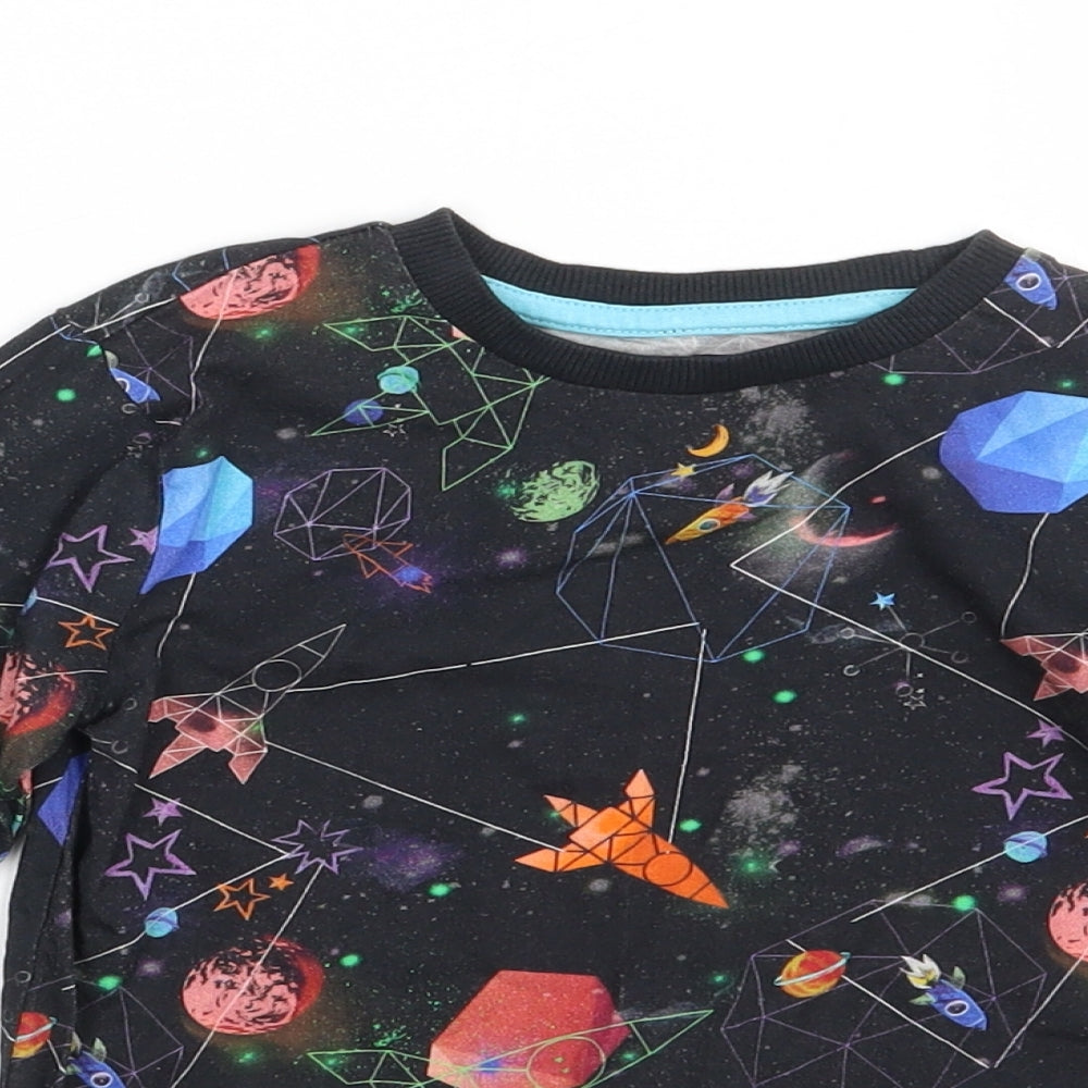 NEXT Boys Multicoloured Geometric Cotton Basic Casual Size 3-4 Years Crew Neck Pullover - space