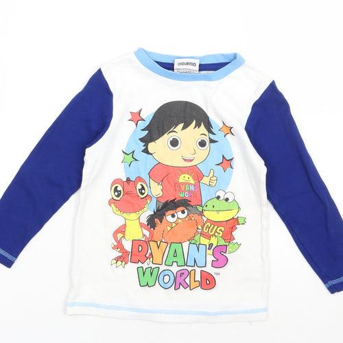 George Boys Blue Geometric Cotton Basic Casual Size 3-4 Years Crew Neck Pullover - Ryans world