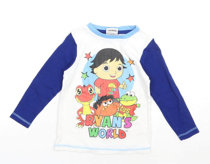 George Boys Blue Geometric Cotton Basic Casual Size 3-4 Years Crew Neck Pullover - Ryans world