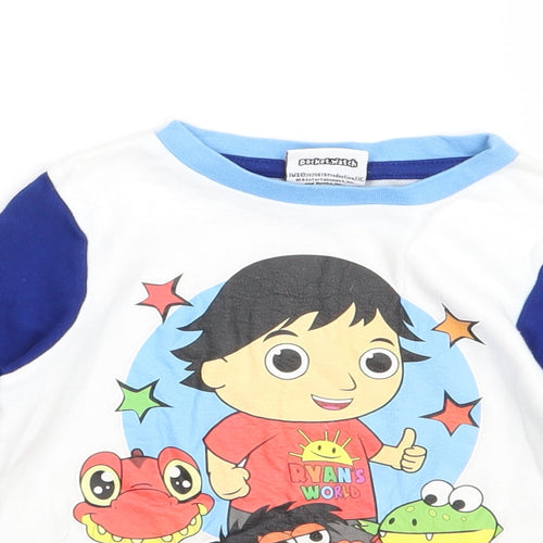 George Boys Blue Geometric Cotton Basic Casual Size 3-4 Years Crew Neck Pullover - Ryans world