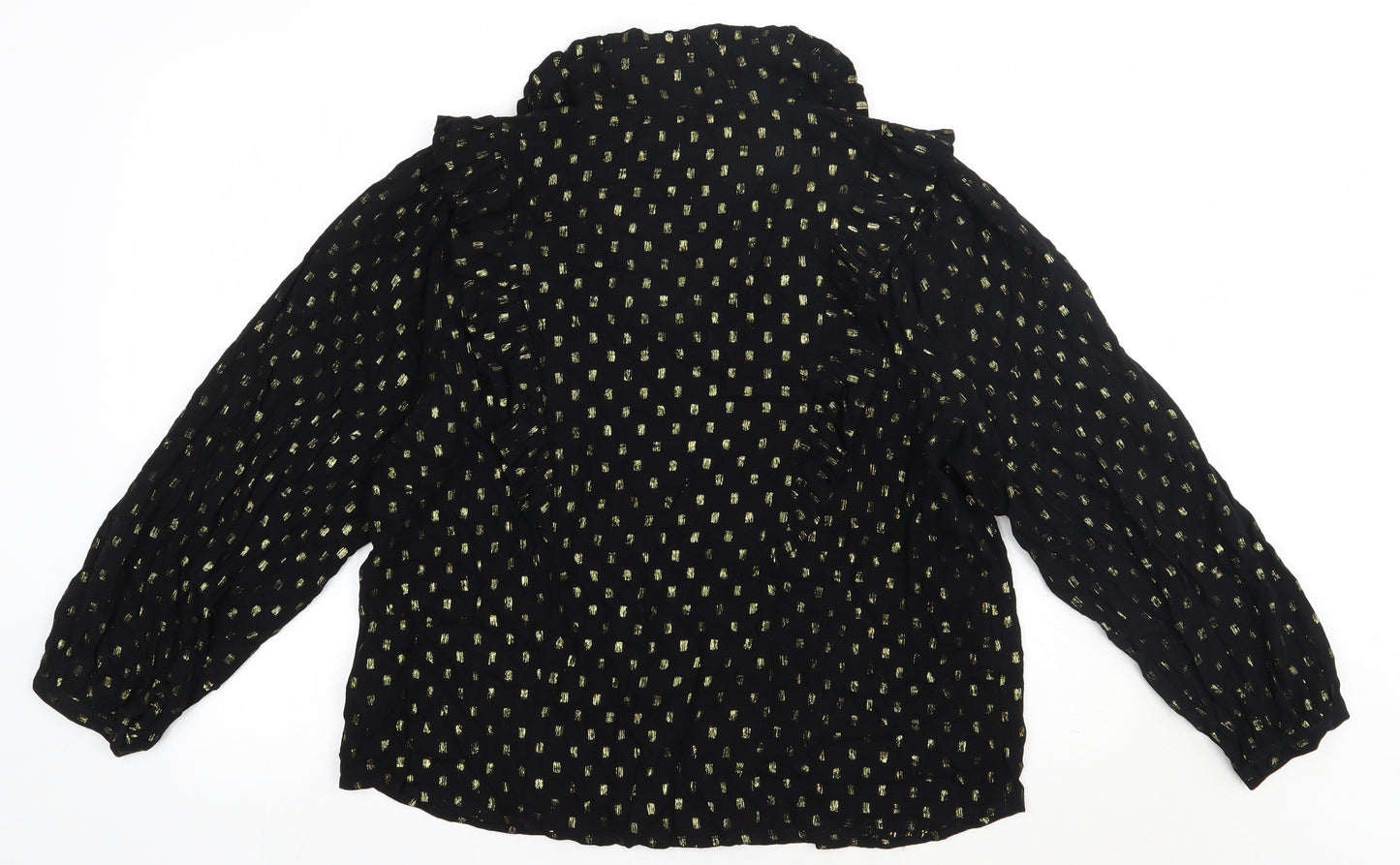 NEXT Womens Black Polka Dot Viscose Basic Blouse Size 20 V-Neck