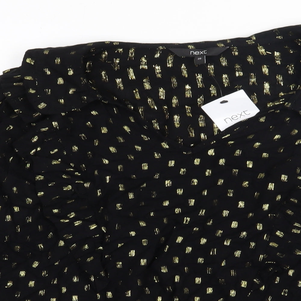 NEXT Womens Black Polka Dot Viscose Basic Blouse Size 20 V-Neck