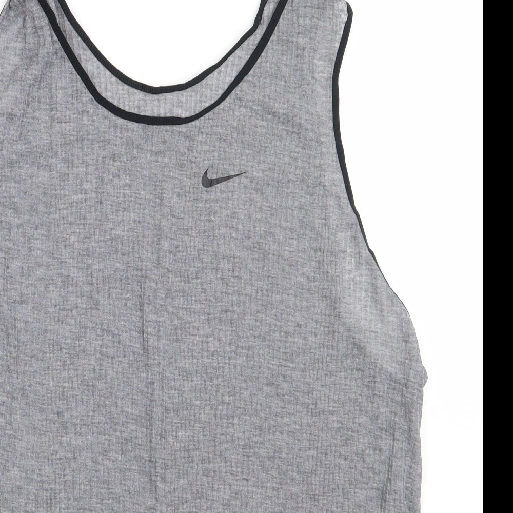 Nike Womens Grey  Polyester Basic Tank Size XL Scoop Neck Pullover - Dri-fit