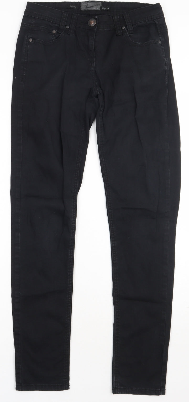 bliss Womens Black Cotton Straight Jeans Size 8 L32 in Regular Button