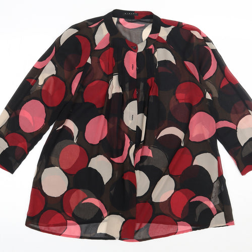 Sisley Womens Pink Geometric Polyester Basic Button-Up Size S Crew Neck