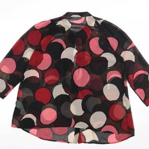 Sisley Womens Pink Geometric Polyester Basic Button-Up Size S Crew Neck