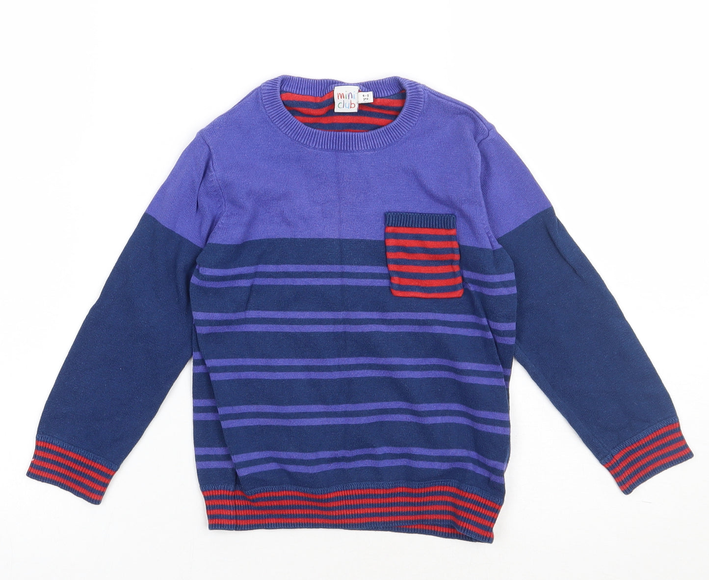 Mini Club Boys Purple Striped Cotton Pullover Sweatshirt Size 4-5 Years  Pullover