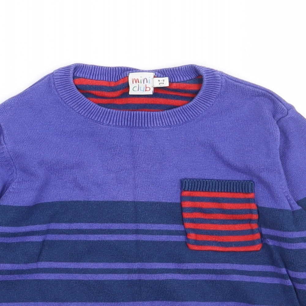 Mini Club Boys Purple Striped Cotton Pullover Sweatshirt Size 4-5 Years  Pullover