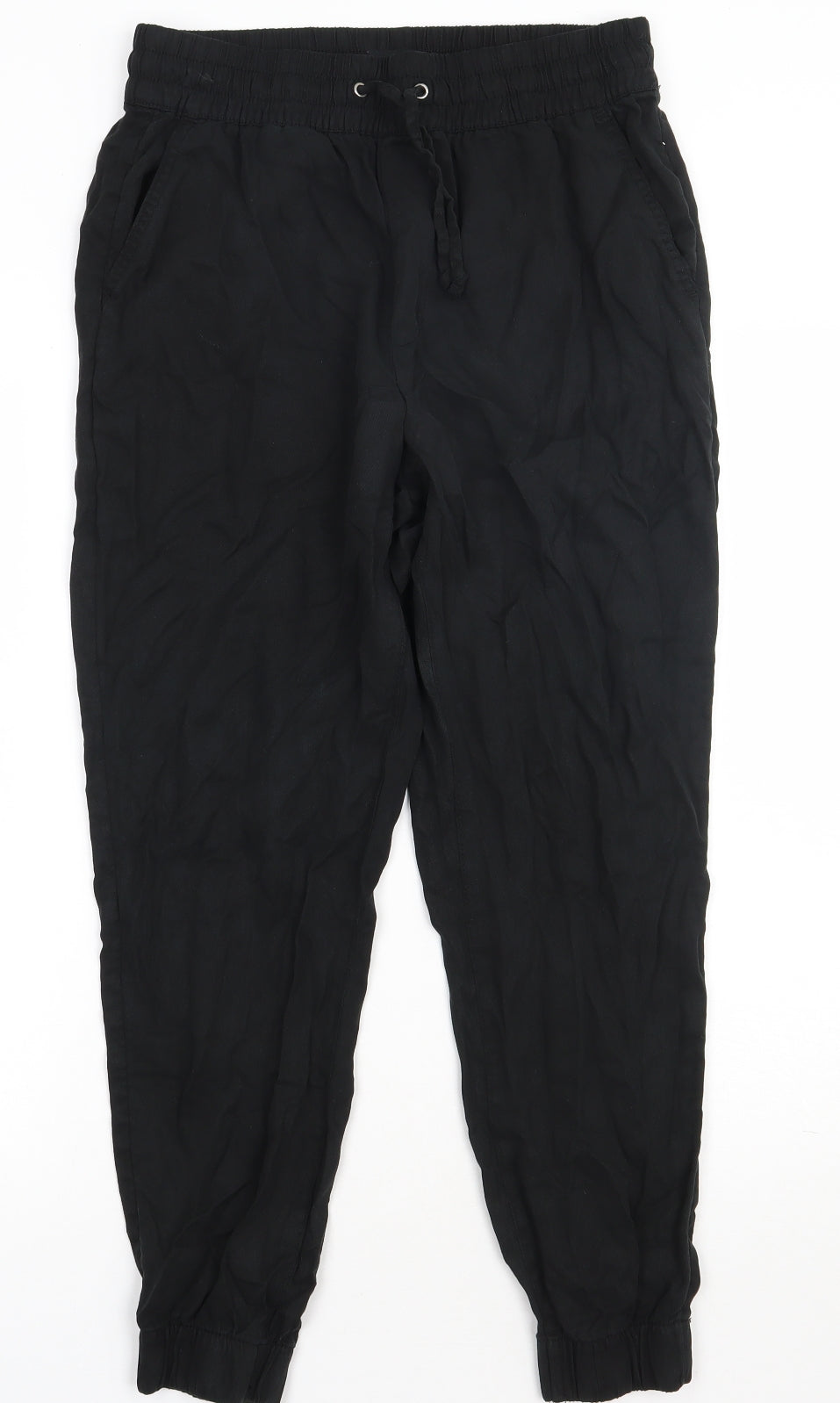 F&F Womens Black  Lyocell Trousers  Size 10 L28 in Regular Tie