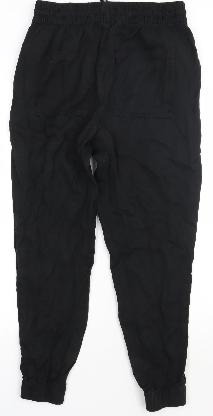 F&F Womens Black  Lyocell Trousers  Size 10 L28 in Regular Tie