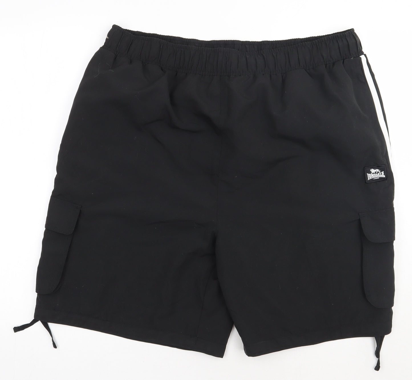Lonsdale Mens Black  Polyester Sweat Shorts Size 4XL L10 in Regular Tie