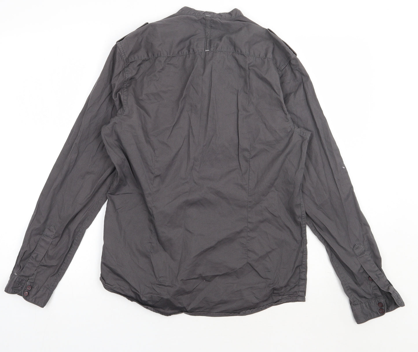 Burton Mens Grey  Cotton  Button-Up Size S Crew Neck Button