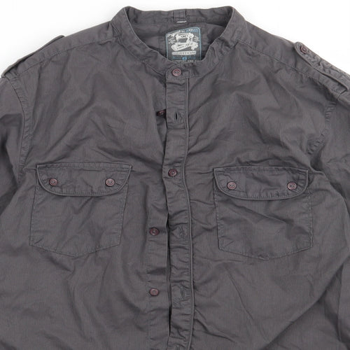 Burton Mens Grey  Cotton  Button-Up Size S Crew Neck Button