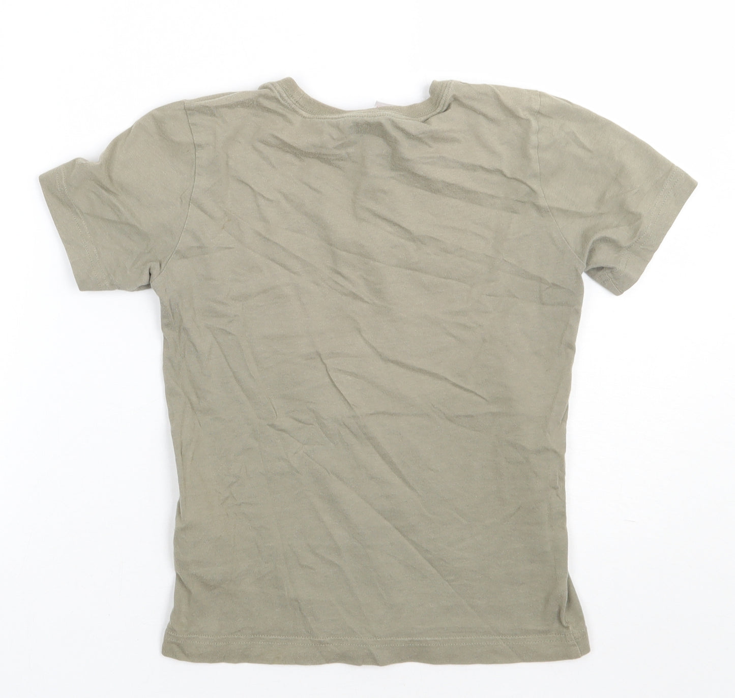 adidas Boys Green  Cotton Basic T-Shirt Size 7-8 Years Crew Neck Pullover