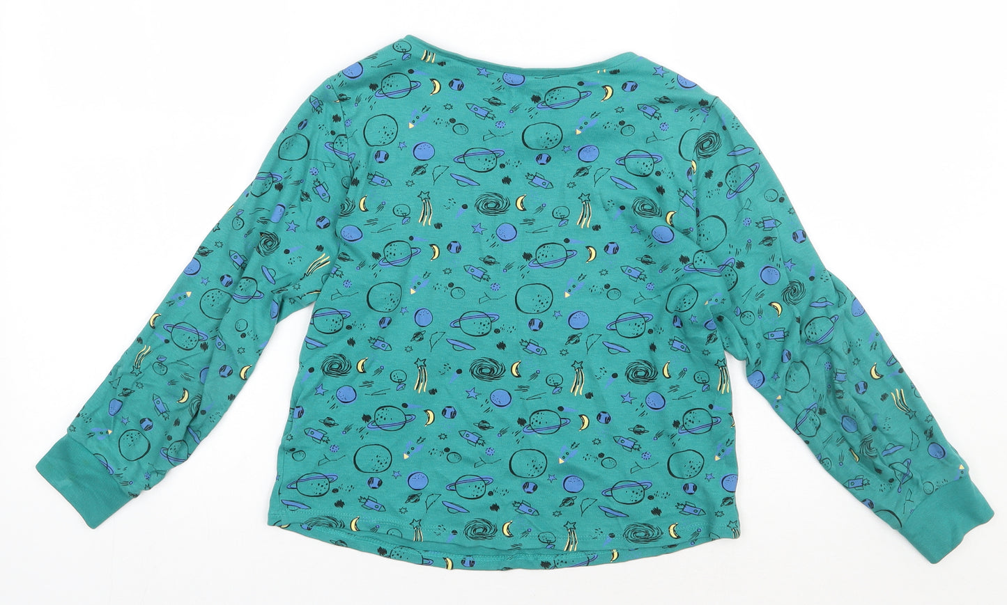 lily&dan Boys Green Geometric Cotton  Pyjama Top Size 9-10 Years  Pullover - space