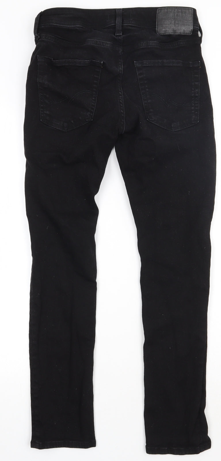 JACK & JONES Mens Black  Cotton Straight Jeans Size 30 L30 in Regular Button