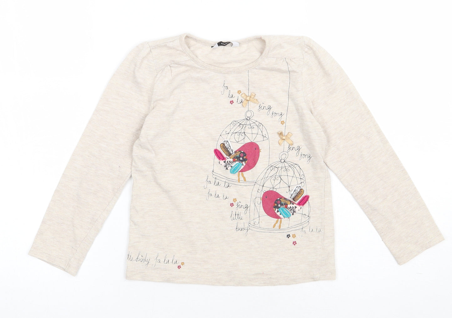 George Girls Beige  Polyester Basic Casual Size 4-5 Years Crew Neck Pullover