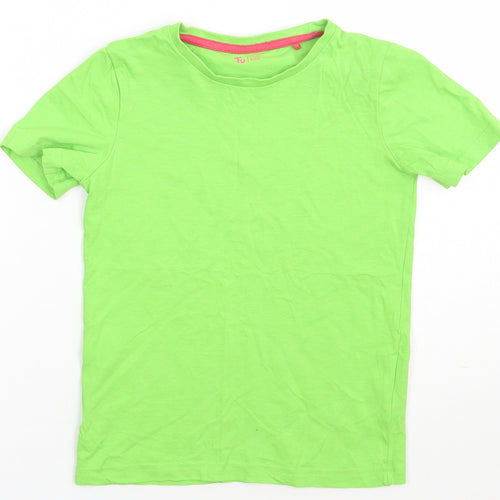 Sainsburys Girls Green  Cotton Basic T-Shirt Size 8 Years Crew Neck Pullover