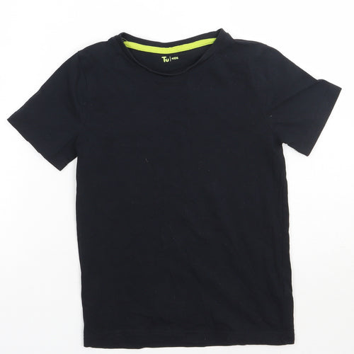 Sainsburys Boys Black  Cotton Basic T-Shirt Size 8 Years Crew Neck Pullover