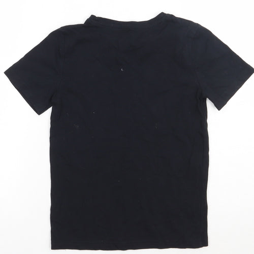 Sainsburys Boys Black  Cotton Basic T-Shirt Size 8 Years Crew Neck Pullover
