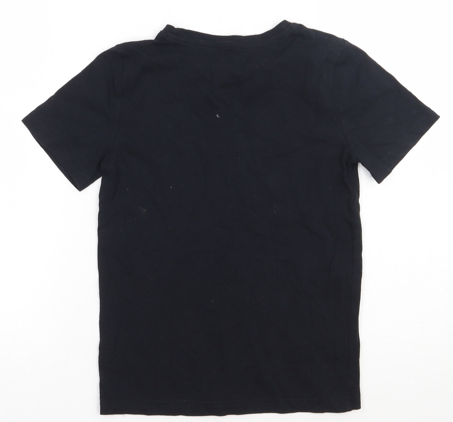 Sainsburys Boys Black  Cotton Basic T-Shirt Size 8 Years Crew Neck Pullover