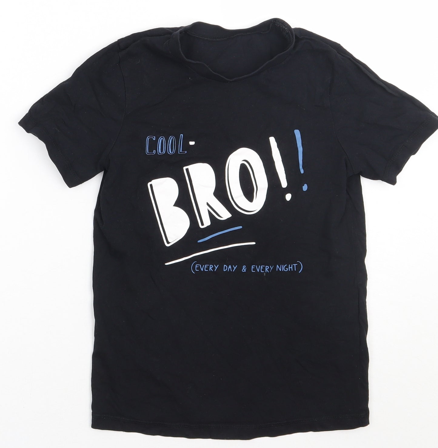 George Boys Black  Cotton Basic T-Shirt Size 8-9 Years Crew Neck Pullover - Cool Bro