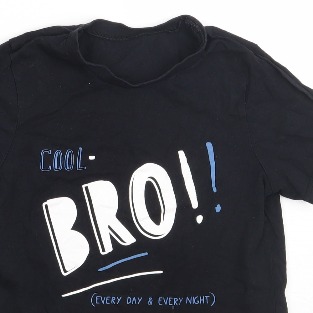 George Boys Black  Cotton Basic T-Shirt Size 8-9 Years Crew Neck Pullover - Cool Bro