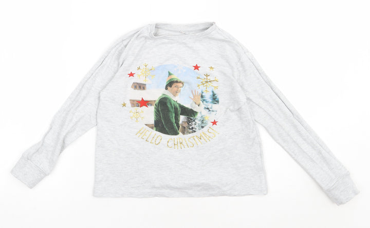 George Boys Grey  Cotton Basic Casual Size 7-8 Years Crew Neck Pullover - Elf Christmas