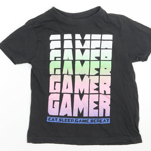 Primark Boys Grey  Cotton Basic T-Shirt Size 7-8 Years Crew Neck Pullover - Gamer