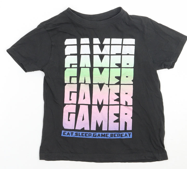 Primark Boys Grey Cotton Basic T-Shirt Size 7-8 Years Crew Neck Pullover - Gamer