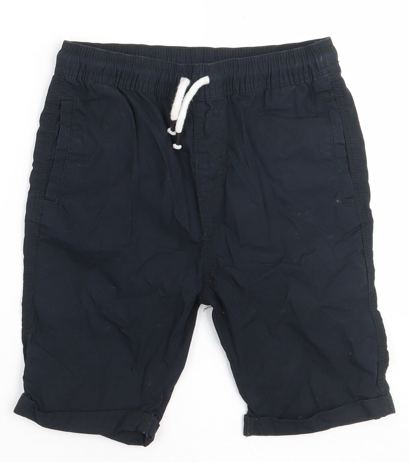 sainsburys Boys Black  Cotton Bermuda Shorts Size 8 Years  Regular Tie