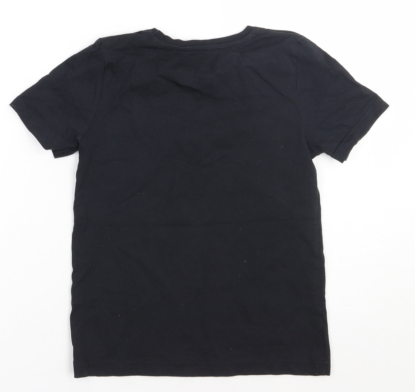 Nutmeg Boys Black  Cotton Basic T-Shirt Size 8-9 Years Crew Neck Pullover - Game over