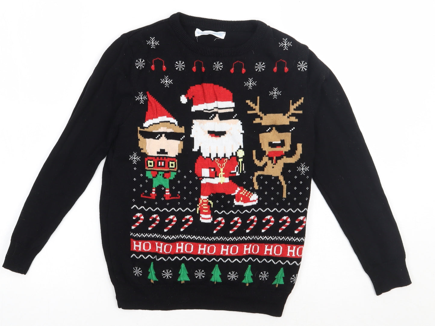 Primark Boys Black  Cotton Pullover Sweatshirt Size 9-10 Years  Pullover - Christmas Jumper