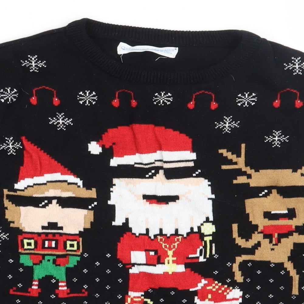 Primark Boys Black  Cotton Pullover Sweatshirt Size 9-10 Years  Pullover - Christmas Jumper