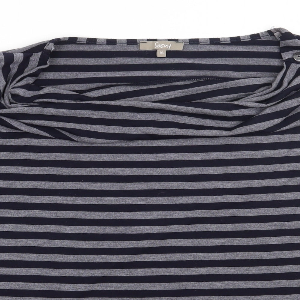 Matalan Womens Blue Striped Polyester Pullover Sweatshirt Size 12  Pullover