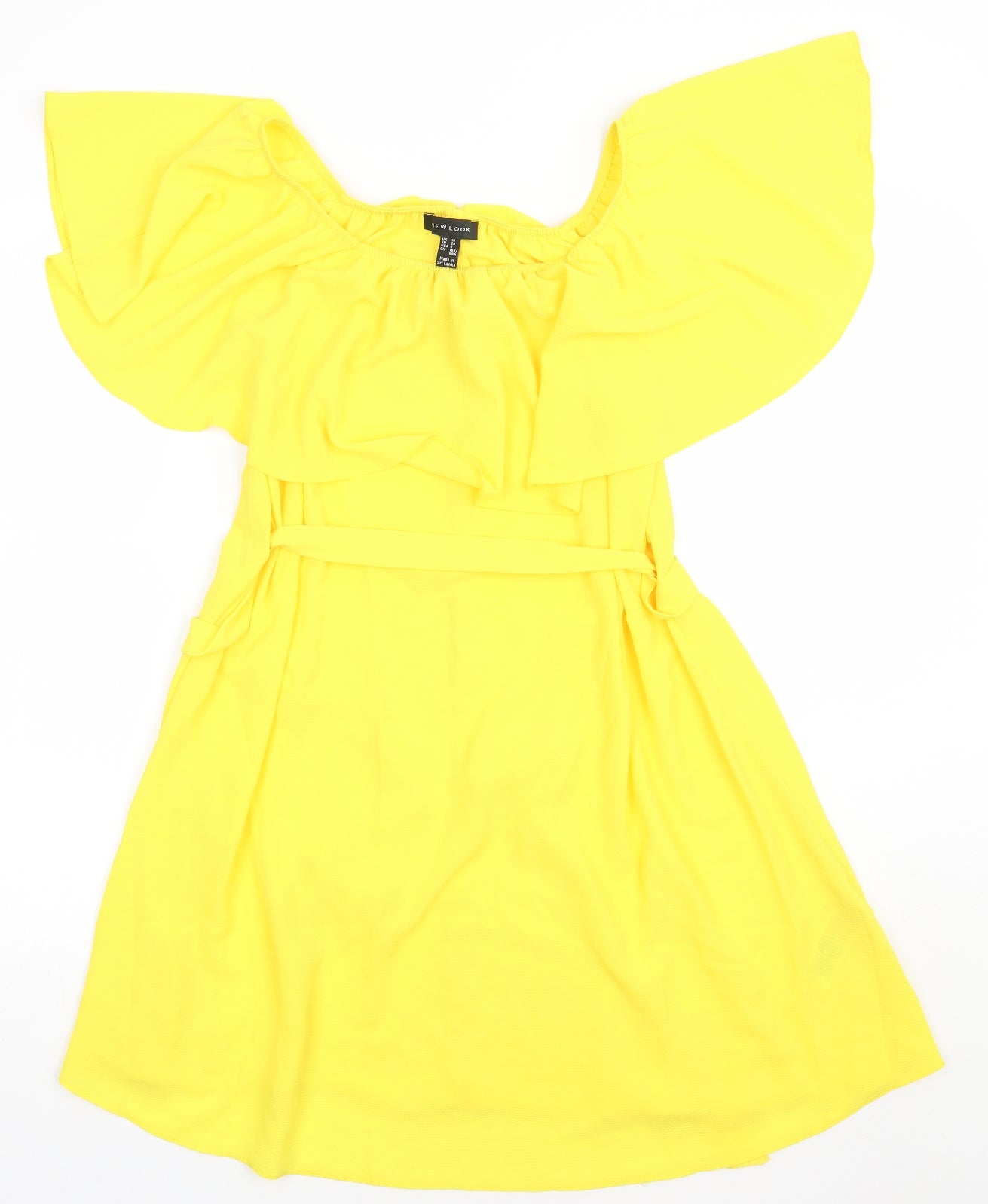 New Look Womens Yellow  Polyester A-Line  Size 10  Off the Shoulder Pullover