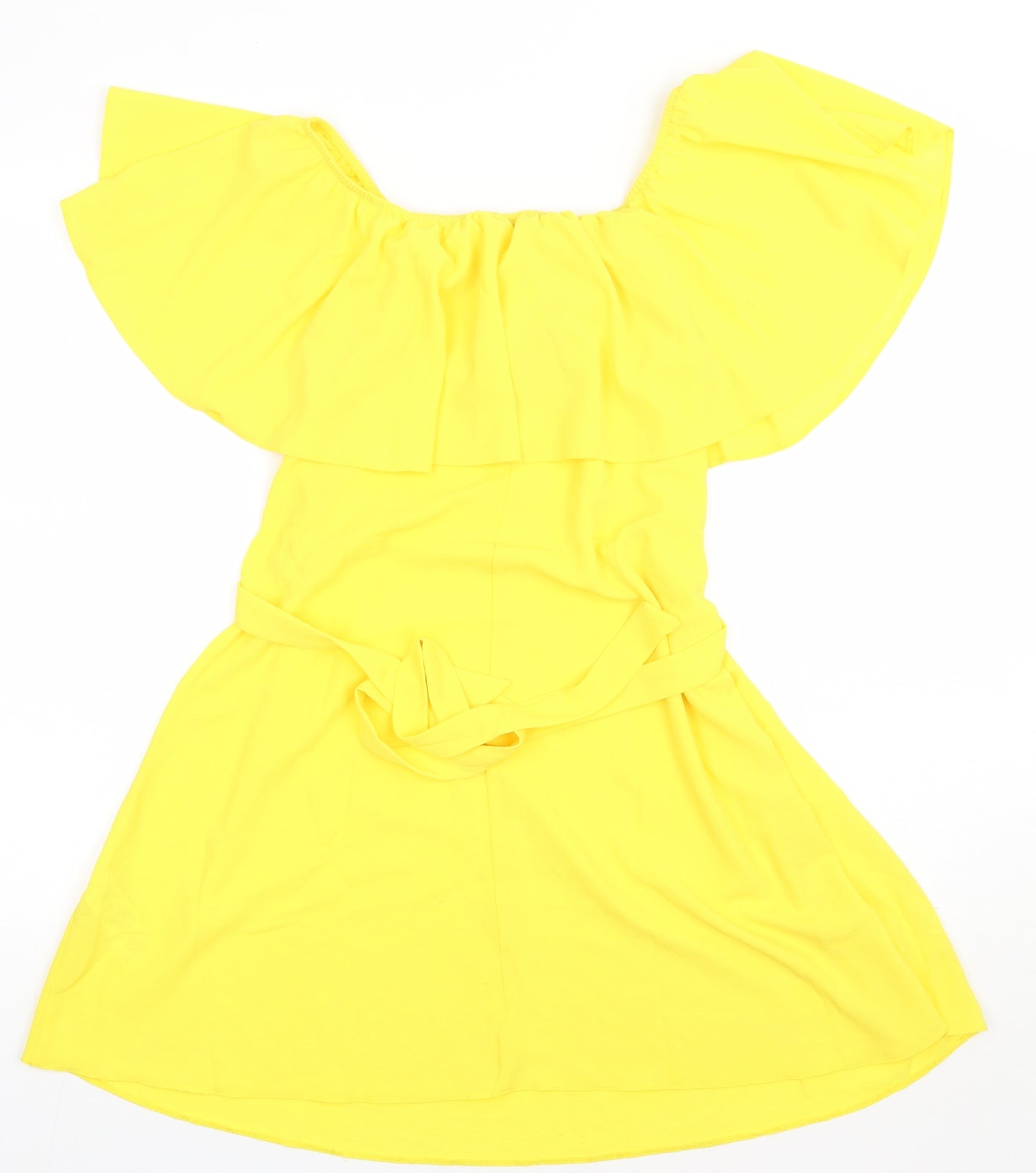 New Look Womens Yellow  Polyester A-Line  Size 10  Off the Shoulder Pullover