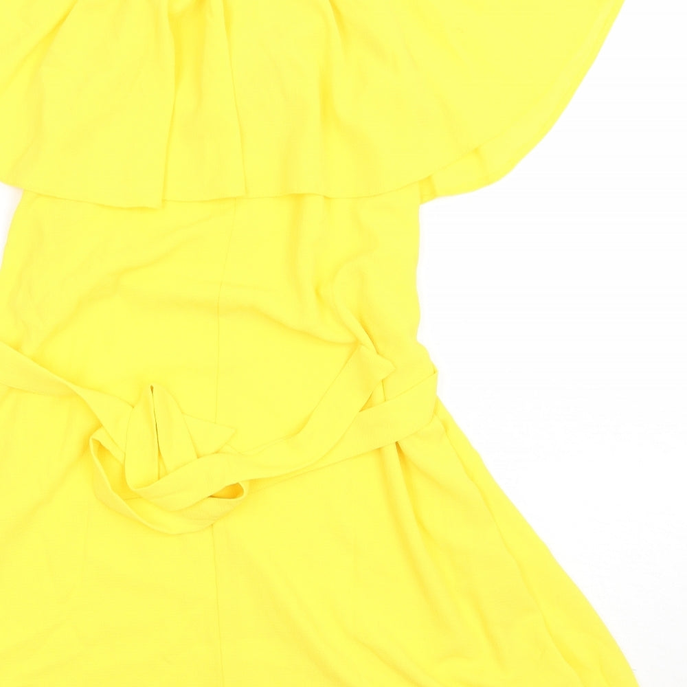 New Look Womens Yellow  Polyester A-Line  Size 10  Off the Shoulder Pullover