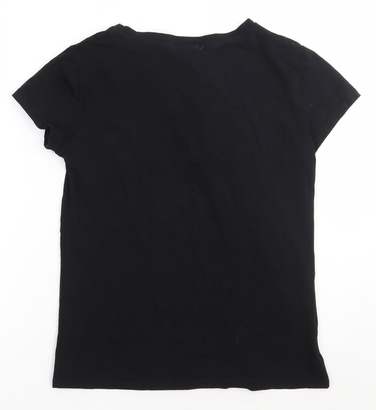 Mc Lorene Womens Black  Cotton Basic T-Shirt Size M Crew Neck