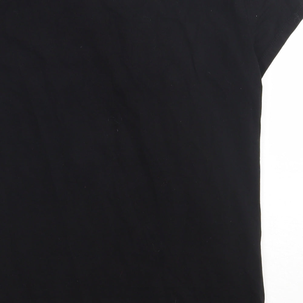 Mc Lorene Womens Black  Cotton Basic T-Shirt Size M Crew Neck